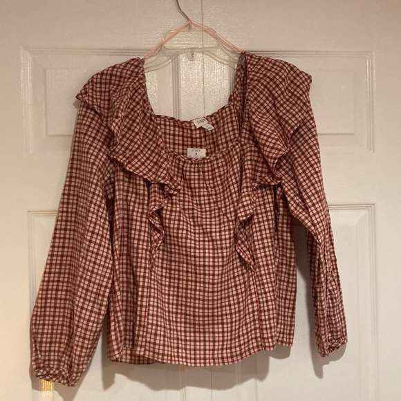 J.Crew Flannel squareneck ruffle top - Picture 8 of 10